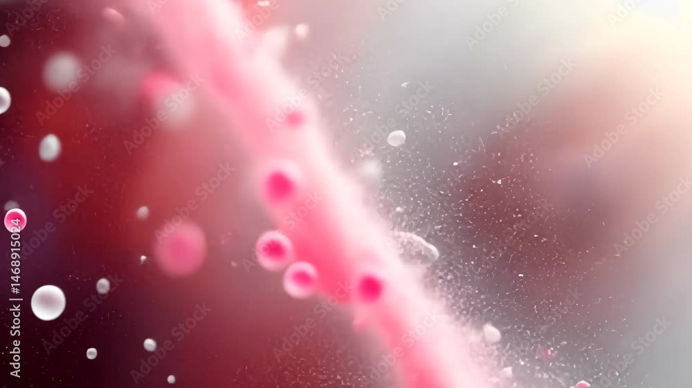 Poster abstract pink bubbles against a blurred gradient background for creative design projects and adds a 