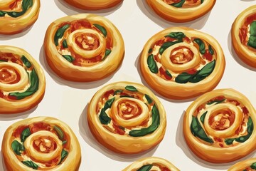 Savory Pinwheel Bites Delicious Appetizer Pattern.
