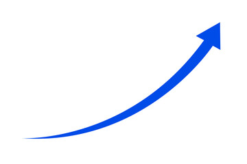blue curve arrow icon on transparent background. flat style. arrow icon for your web site design,...