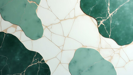 Natural Green and White Stone Texture – Abstract Marble-Inspired Surface with Organic Veins and Polished Finish
