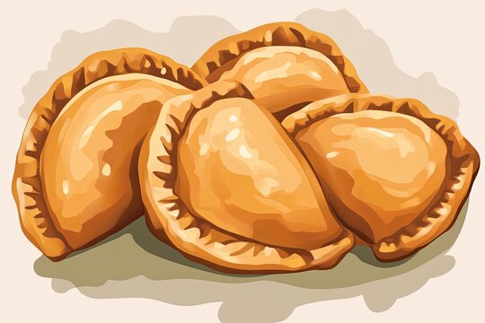 golden baked pastries, food, close-up, studio shot clip art preview