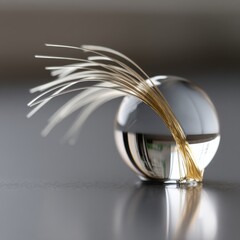 Fototapeta premium Transparent sphere floating in space with fiber optics cosmic environment high-detail image artistic perspective