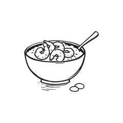 Hand-drawn shrimp and grits culinary illustration design
