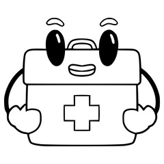 med kit character illustration hand drawn outline vector
