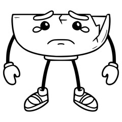 broken bowl character illustration hand drawn outline vector
