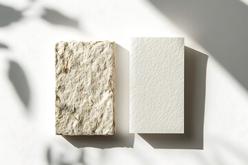 Modern, Eco-Friendly Business Card Design with Natural Textures and Muted Tones, Isolated on White