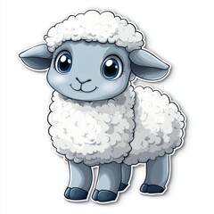 Cute cartoon sheep illustration against white background.