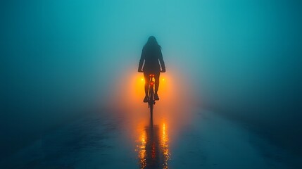 Fototapeta premium Cycling through the Misty Unknown