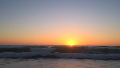 Golden Hour Waves Sun Kissed Ocean at Dusk with Gentle Swells