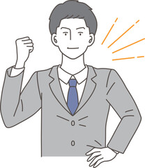 ガッツポーズするビジネスマンのイラスト素材