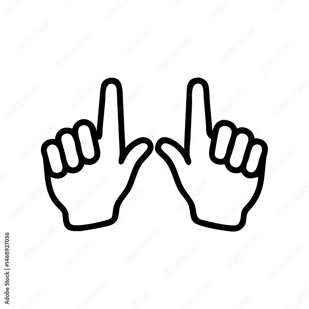 Poster two hands pointing upwards in a simple line art style