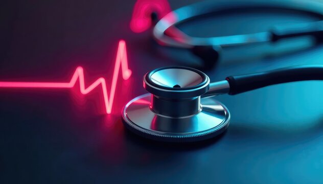 Close-up of a stethoscope on a chest, listening to a heartbeat , diagnosis, checkup, breath sounds