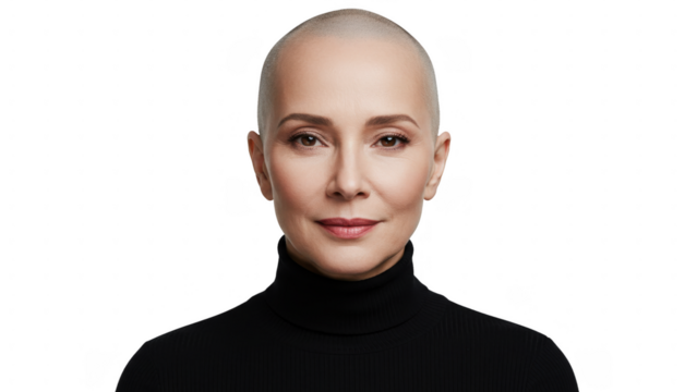 Woman with shaved head