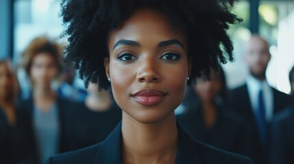 Black woman manager leader having team chat virtual meeting group video conference call with diverse business people remote working online at home office. Teleconference concept. Over shoulder view i