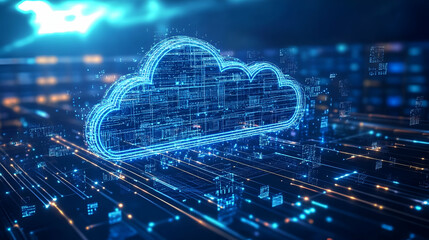 Abstract Glowing Blue Cloud Computing Network Data Technology