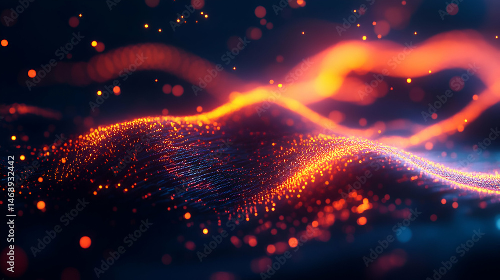 Poster abstract glowing particle waves background