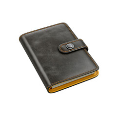 Stylish Dark Gray Leather Card Holder with Mustard Yellow Interior