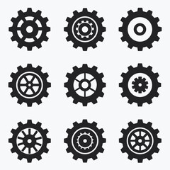 vector set of gears, machine gear collection