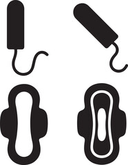 Tampon and Pad Icon Set Feminine Hygiene Silhouette Design Vector Illustration. 