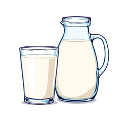 Vsai glass and jug containing fresh milk promoting healthy lifestyle
