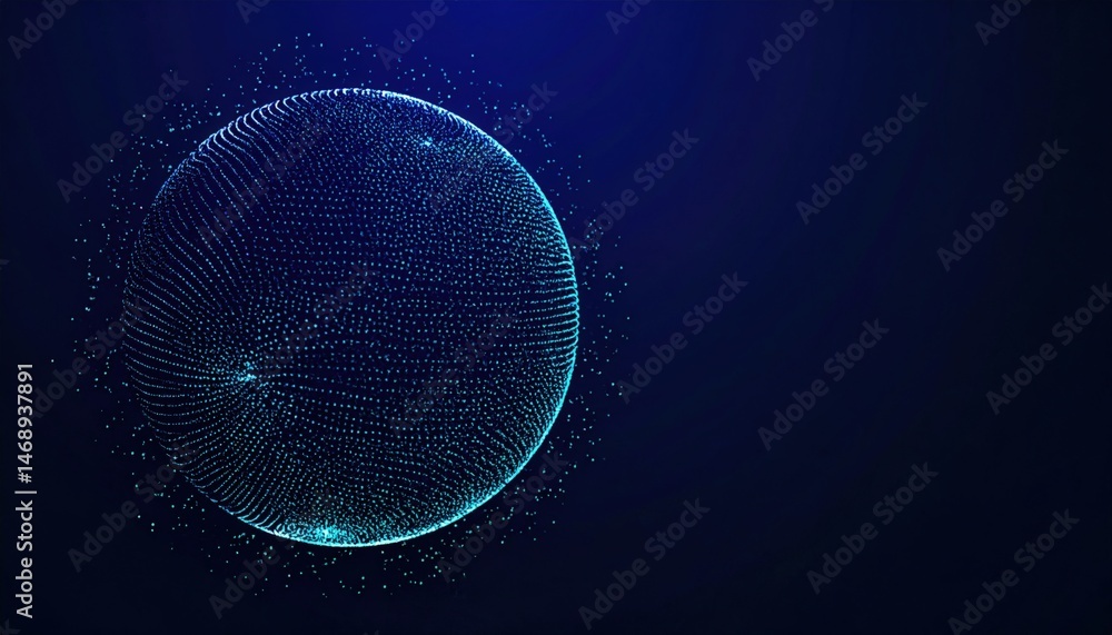 Poster visualizing data in a spherical format digital creation abstract environment blue background concept