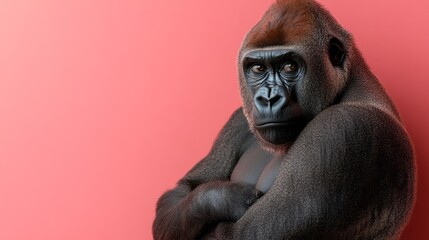 Obraz premium A close-up portrait of a formidable gorilla.
