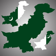 Realistic geopolitical google map of Pakistan. Pakistan realistic full vector map. Business map of Pakistan in national border. Territorial country of Islamic country Pakistan