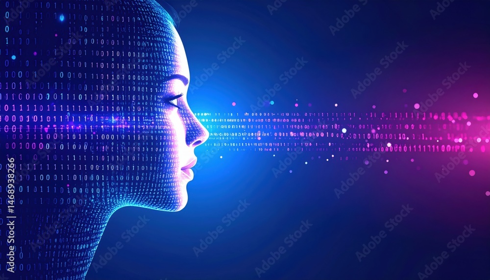 Poster exploring digital identity futuristic ai concept virtual environment visual art abstract viewpoint