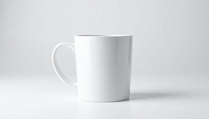 Obraz premium Elegant white mug display minimalist studio setting product photography clean background creative concept showcase