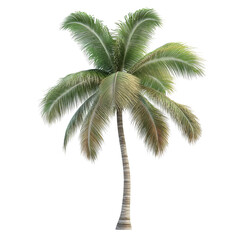 A single palm tree standing tall against a pure transparent background, showcasing tropical elegance and natural simplicity, Palm tree isolated transparent background