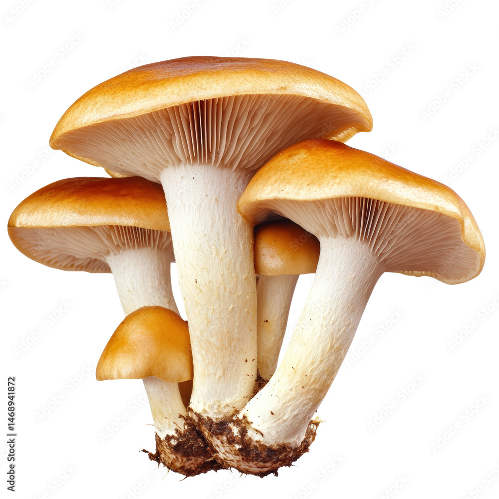Poster a group of freshly harvested mushrooms displayed together on a dark surface showcasing their unique 
