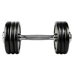Naklejka premium Dumbbell resting on a clean transparent background highlighting strength training equipment for fitness enthusiasts, dumbbell isolated isolated on transparent background