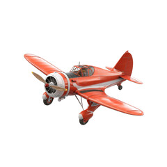 Classic Red Vintage Airplane in Flight - 3D Render