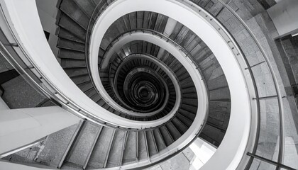 Fototapeta premium Spiral staircase design modern building architectural photography indoor space aerial view contemporary structure