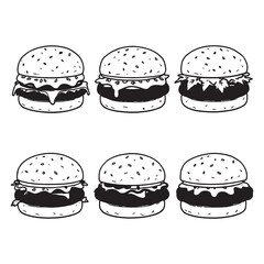 sausage biscuit sandwich line art vector illustration