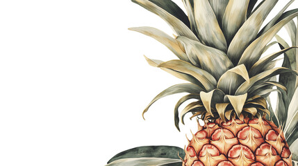 Vintage Botanical Pineapple Illustration with Bold Detail