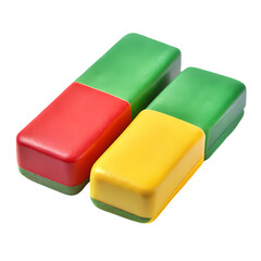 Colorful Rectangular Cases Red Yellow  Green Storage Containers on Transparent background