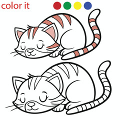 Peaceful Sleeping Cat Coloring Pages | Relaxing Cat Line Art in Cozy Positions | Black and White Vector Outlines for Calm Coloring Projects