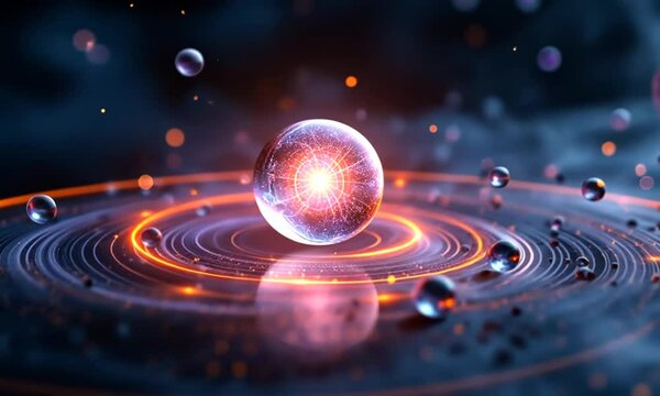 Glowing Celestial Sphere in Cosmic Orbit