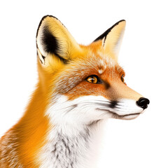Obraz premium Majestic fox standing gracefully in a natural habitat with its fluffy tail and bright eyes on alert isolated on transparent background..