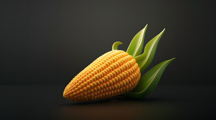 3D cartoon fruit icon Corn cute