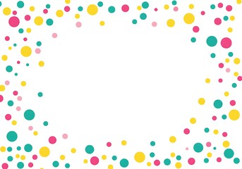 Colorful Polka Dot Border Design Template Festive Bright Yellow Pink Teal Circles Background Dots