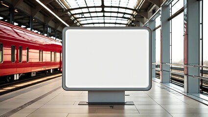 Modern empty blank advertising billboard at a railroad station. Mockup for your advertising project.