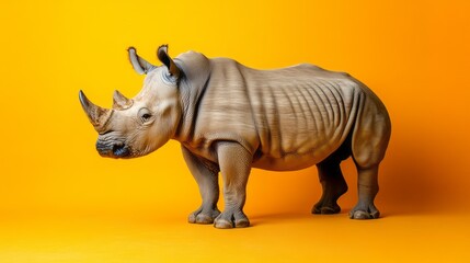 Fototapeta premium White rhinoceros figure set against a vivid backdrop.