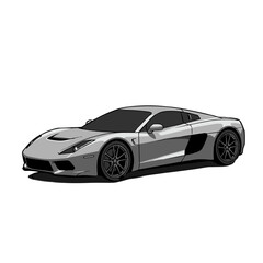 Obraz premium Sleek Gray Sports Car Illustration on White Background 