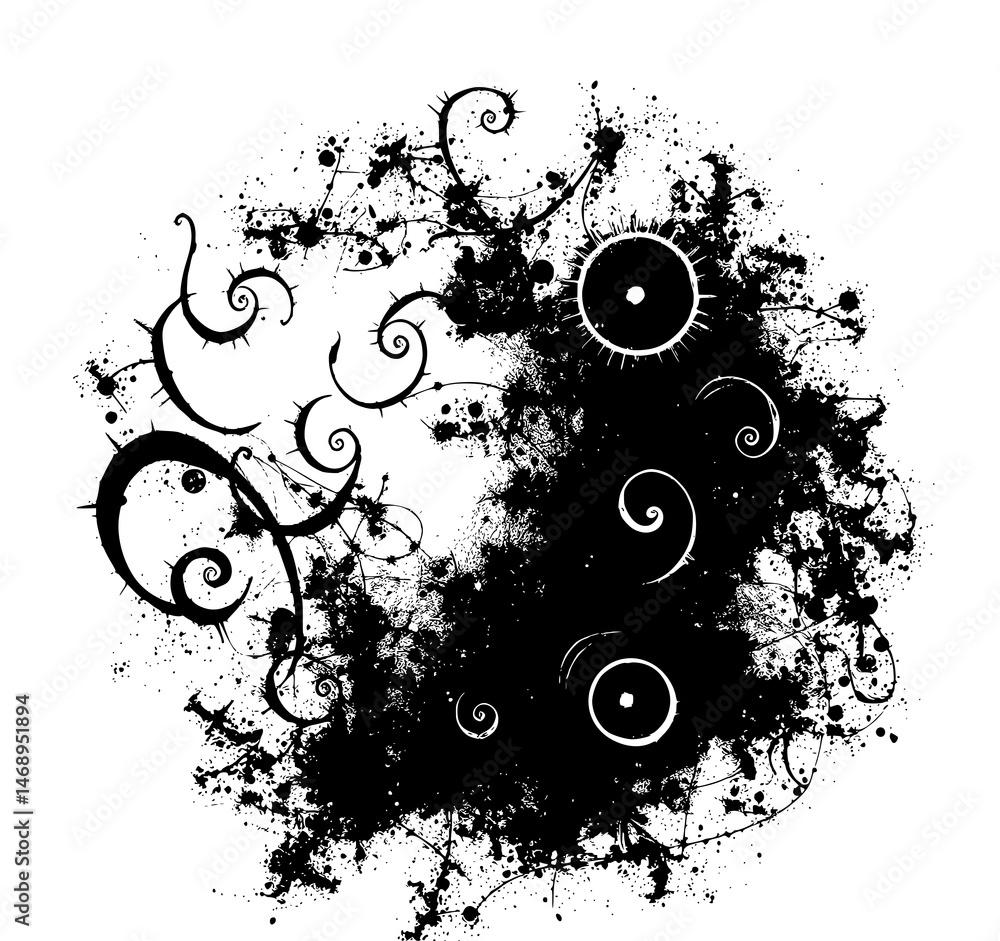 Poster abstract ink swirls: a mesmerizing artwork featuring swirling ink patterns, splatters, and a bold, c