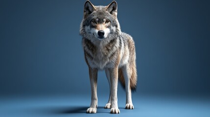 Detailed digital rendering of a majestic wolf.