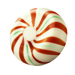 A colorful candy ball sitting elegantly on a deep black background highlighting its vibrant colors and texture isolated on transparent background..