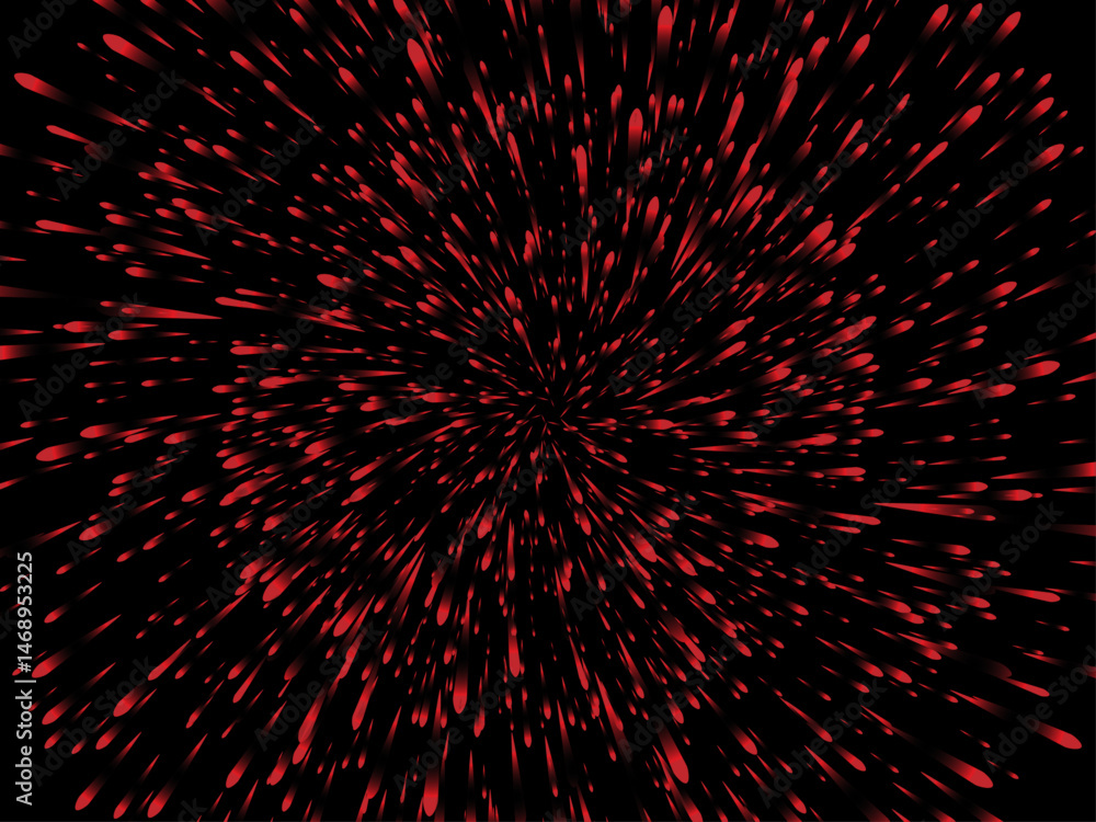 Aufkleber abstract vector background featuring a dynamic scatter of red particles radiating outwards on black.