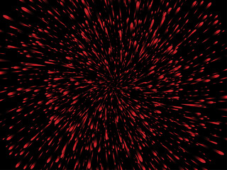 Fototapeta premium Abstract vector background featuring a dynamic scatter of red particles radiating outwards on black. Energetic graphic perfect for digital design or high-impact backdrops.